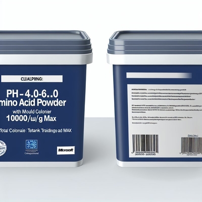 pH 4.0-6.0 مسحوق الأحماض الأمينية مع العفن 25CFU/g Max Total Colonier 1000CFU/g Max