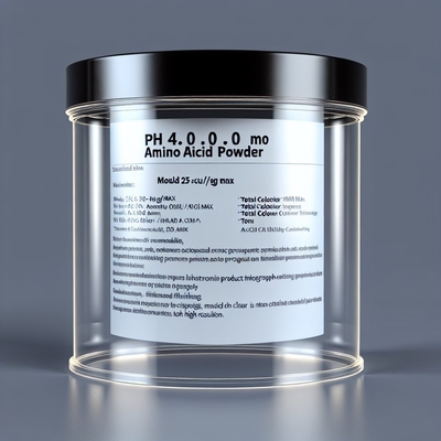 pH 4.0-6.0 مسحوق الأحماض الأمينية مع العفن 25CFU/g Max Total Colonier 1000CFU/g Max